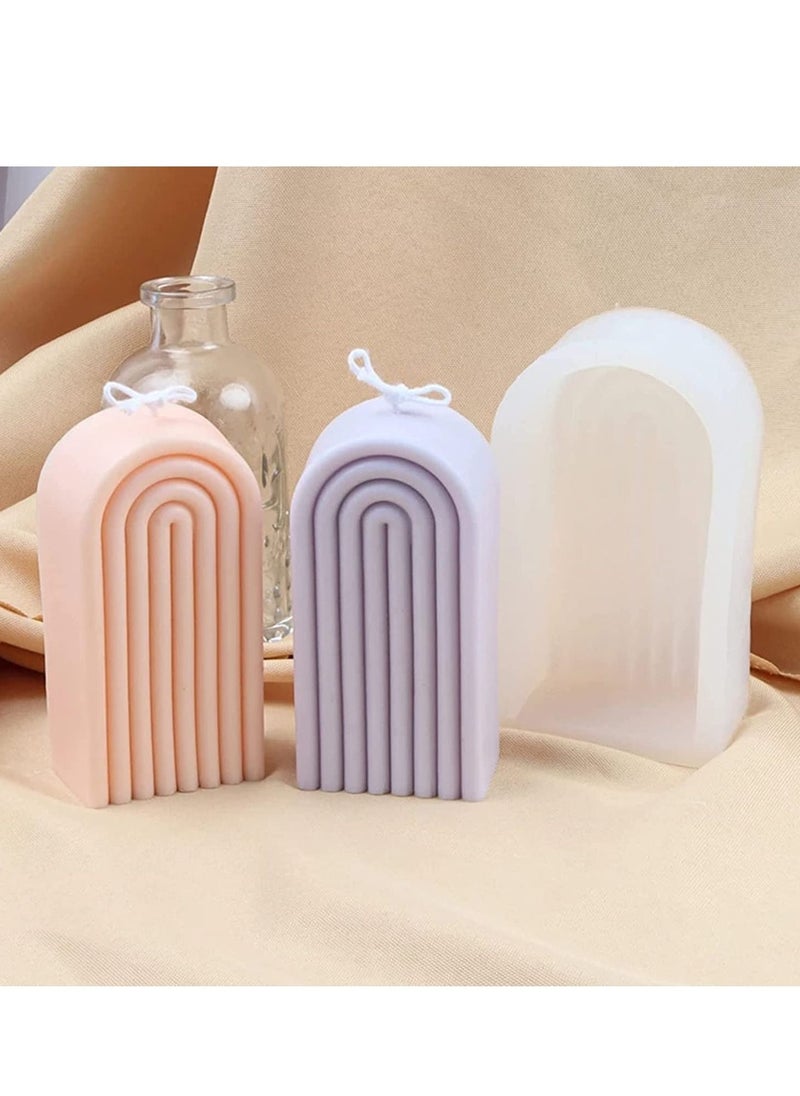 Excefore Candle Silicone Mold Mold Geometric for Soap Tray Handmade Candle Lotion Bar Bath Bomb Cake Home Decoration(4 Ring Long Single-Sided)  - Image 1