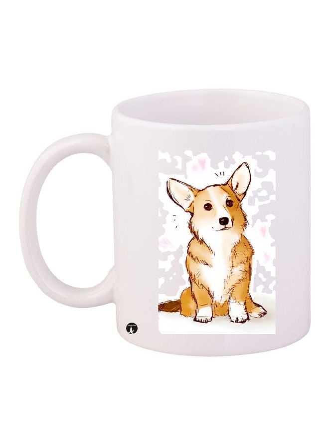 RYN Dog Printed Coffee Mug White/Beige/Brown 11ounce