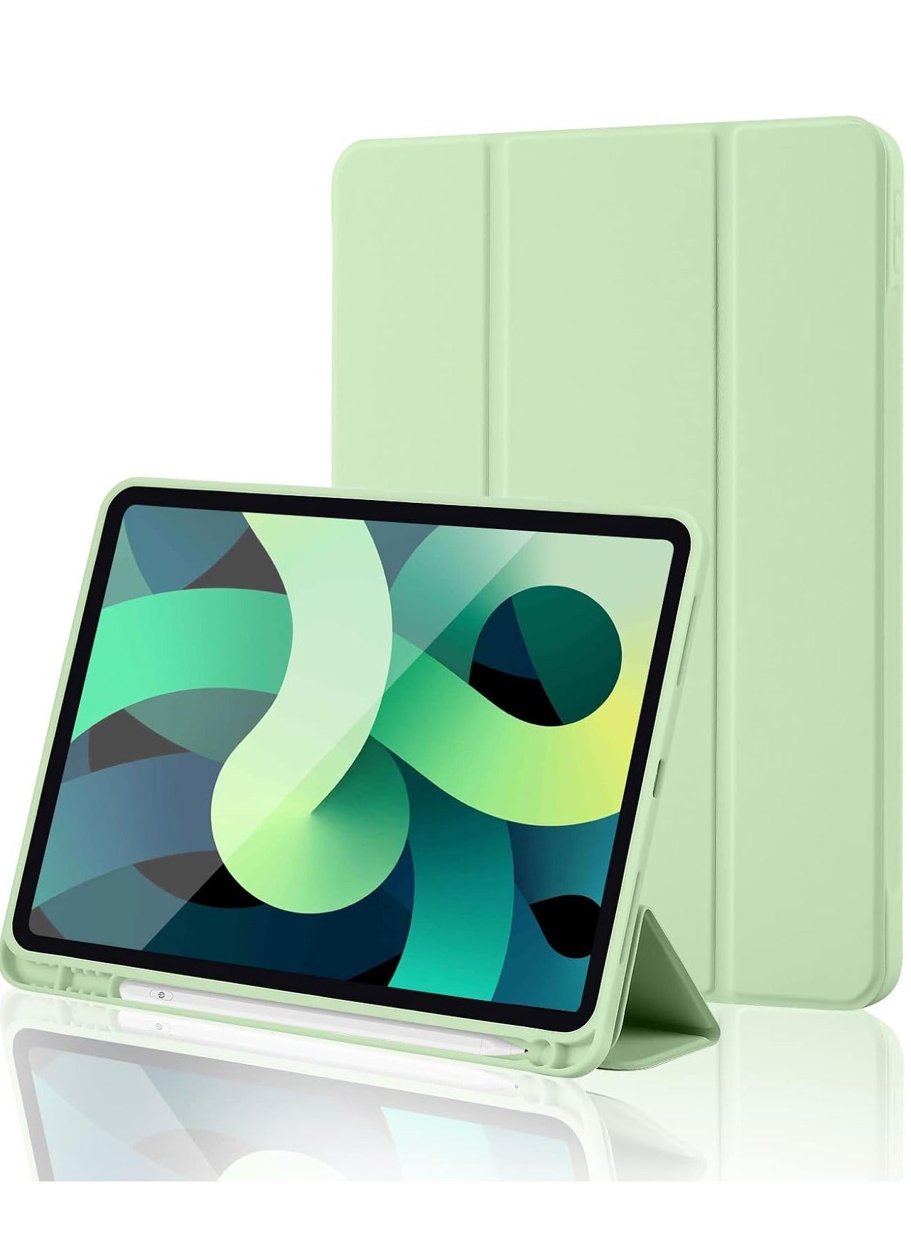 Smart Trifold Stand Case for iPad 10th Generation (10.9 Inch, 2022) with Pencil Holder - Soft TPU Back, Auto Wake/Sleep - Matcha Green