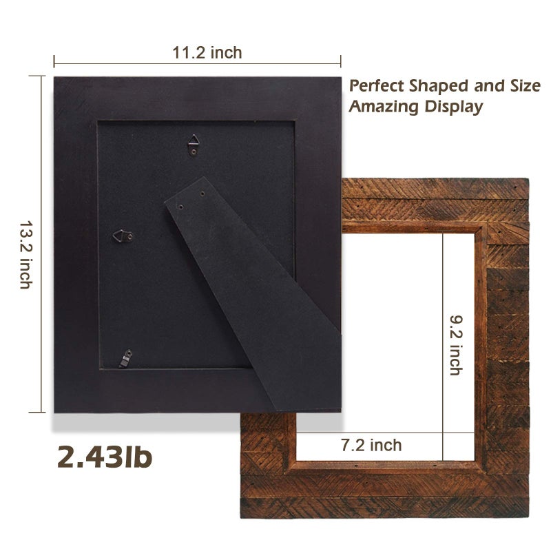 Eosglac Wooden Picture Frame 8x10 inch, Wood Plank Design with Rustic Brown Finish, Wall Mounting or Tabletop Display, Handmade Photo Frame - Image 4
