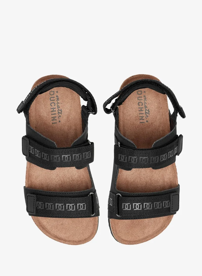 Mister Duchini Monogram Textured Sandals With Hook And Loop Closure