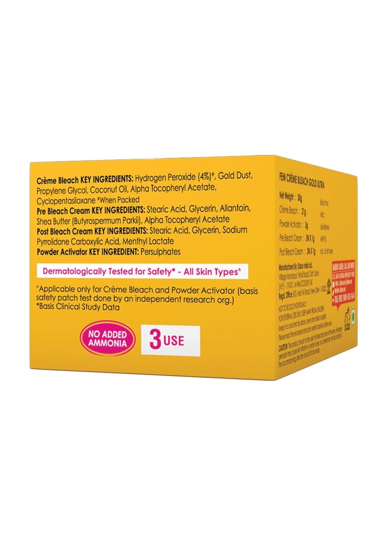 Fem Fairness (Gold Ultra) Crème - 30g | Advanced Parlour Like Glow System | Removes Tan, Brightens Skin & Gives Radiant Complexion | For All Skin Types | No Added Ammonia - Image 4