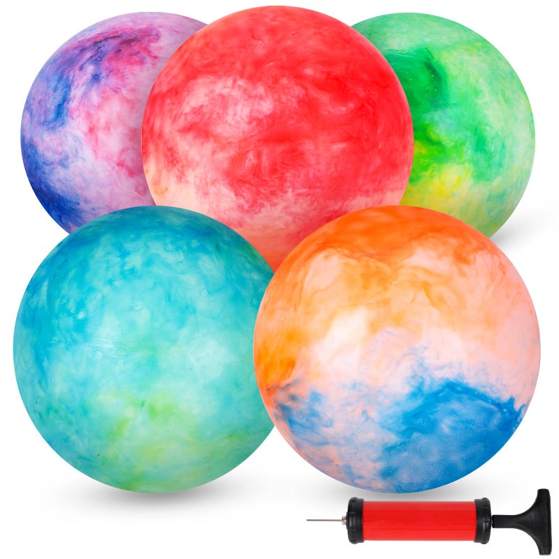 3 otters Inflatable Playground Ball 5 PCS Marbleized Bouncy Balls 9 Inches Rubber Sensory Kickballs for Kids Adults Indoor Outdoor Games Beach Party Gifts - Image 3