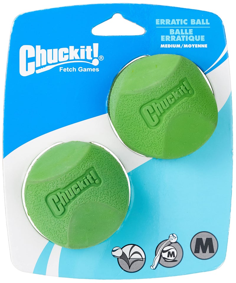 Chuckit! Erratic Ball Dog Toy, Medium (2.5 Inch), Pack of 2 Indoor and Outdoor Dog Toy - Image 1