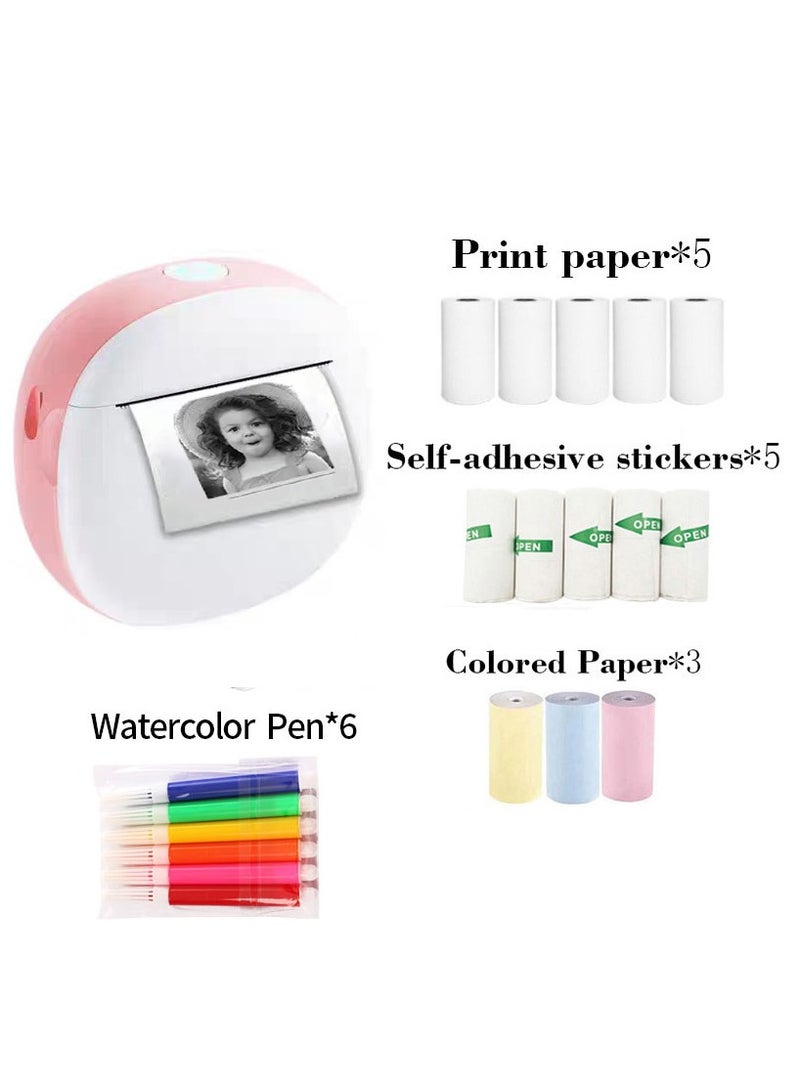 HD Mini Bluetooth Printer - Wrong Questions/Labels/Photos One Click Printing, Portable Thermal Printing Tool, Compatible with iOS/Android Sticker Wireless Inkless Printer with 13 Rolls of Paper, 6 Colored Pens, Essential Tool for Students/Offices  - Image 1