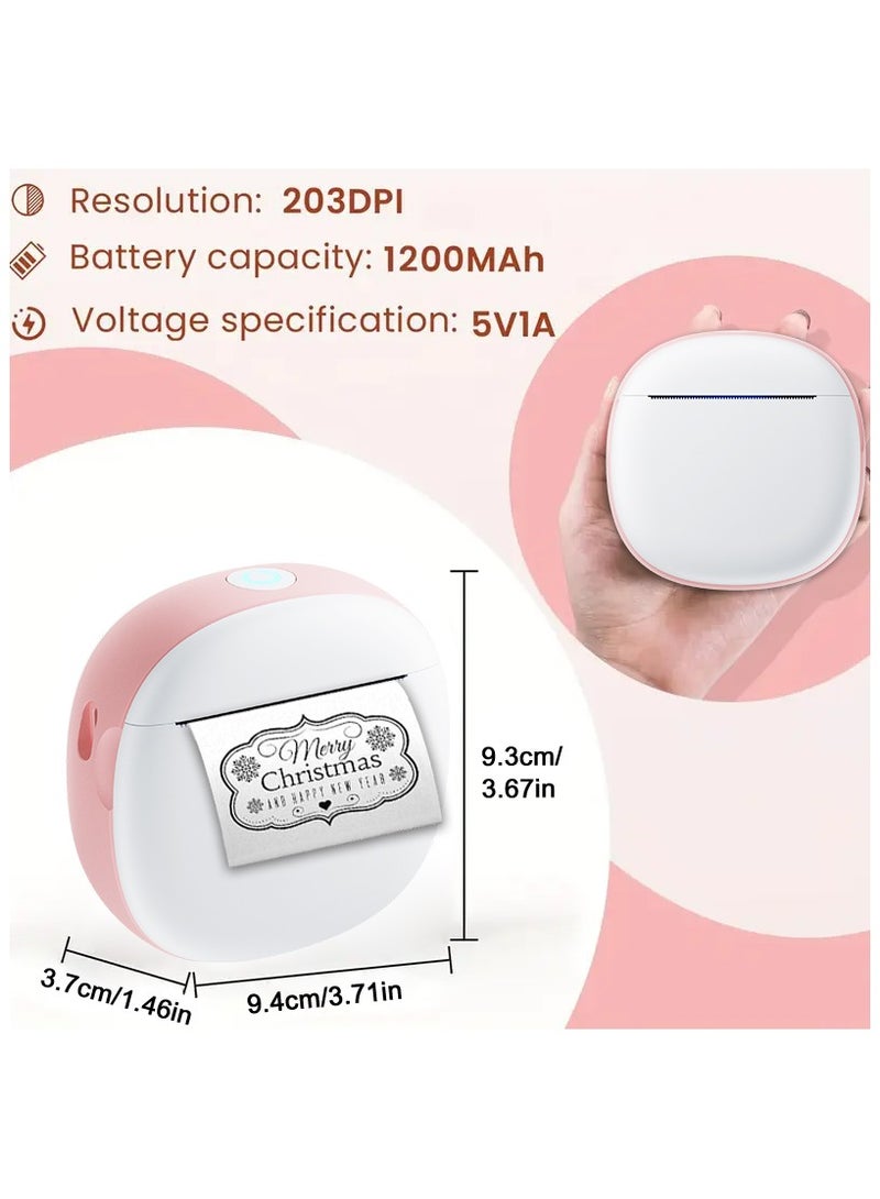 HD Mini Bluetooth Printer - Wrong Questions/Labels/Photos One Click Printing, Portable Thermal Printing Tool, Compatible with iOS/Android Sticker Wireless Inkless Printer with 13 Rolls of Paper, 6 Colored Pens, Essential Tool for Students/Offices  - Image 2