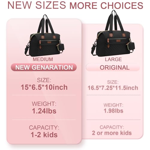 Pritent Diaper Bag Tote - Diaper Baby Bags with Pacifier Case, Shoulder Straps, Stroller Clips, Waterproof Large Mommy Maternity Travel Baby Bag for Mom and Dad, Medium, Black - Image 5