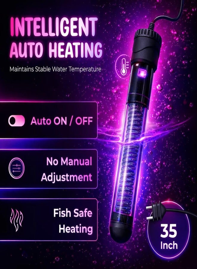 rizopets 25iW Intelligent Aquarium Heater Glass with Plastic Protective Guard, Automatic Temperature Control, IP68 Waterproof Quartz Heater for Fish Tanks (HEAT-25-WATT) - Image 3