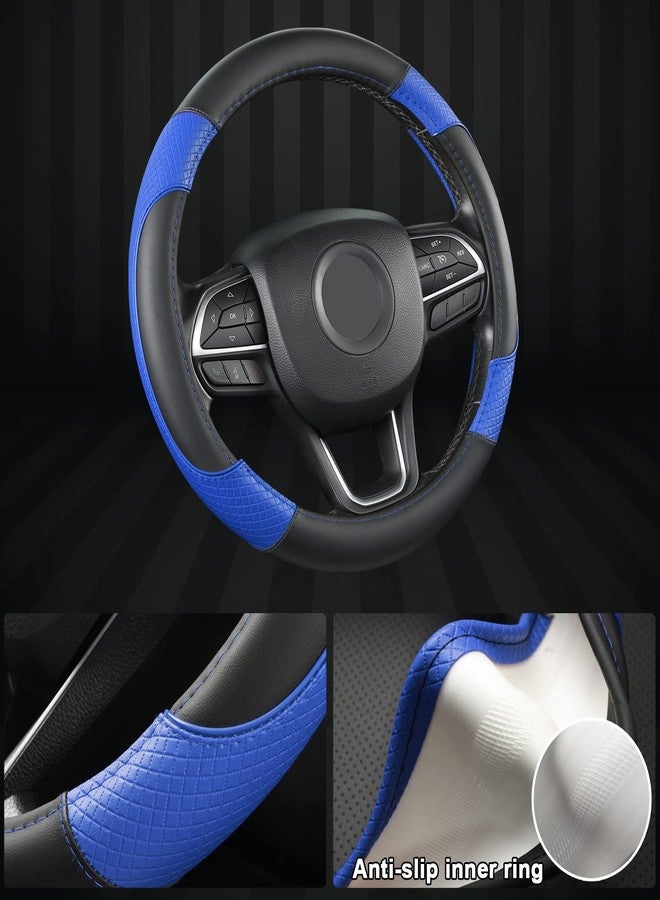 GIANT PANDA Steering Wheel Cover for Jeep Wrangler, Car Steering Wheel Cover for Jeep Grand Cherokee and Cherokee - Black+Blue - Image 4