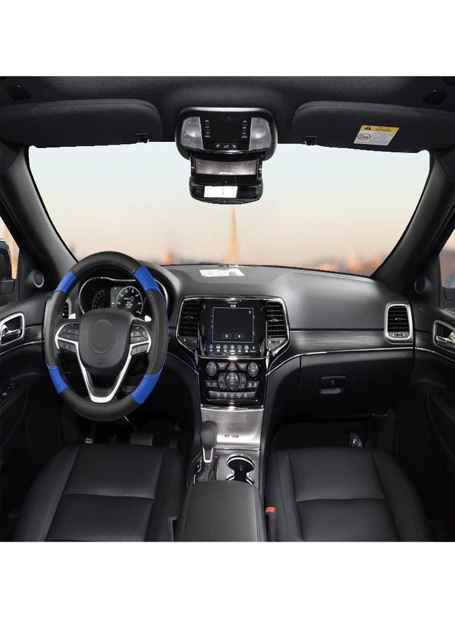 GIANT PANDA Steering Wheel Cover for Jeep Wrangler, Car Steering Wheel Cover for Jeep Grand Cherokee and Cherokee - Black+Blue - Image 3