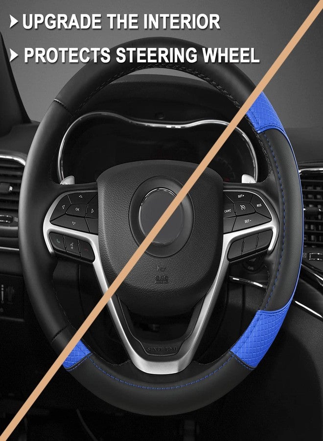 GIANT PANDA Steering Wheel Cover for Jeep Wrangler, Car Steering Wheel Cover for Jeep Grand Cherokee and Cherokee - Black+Blue - Image 5