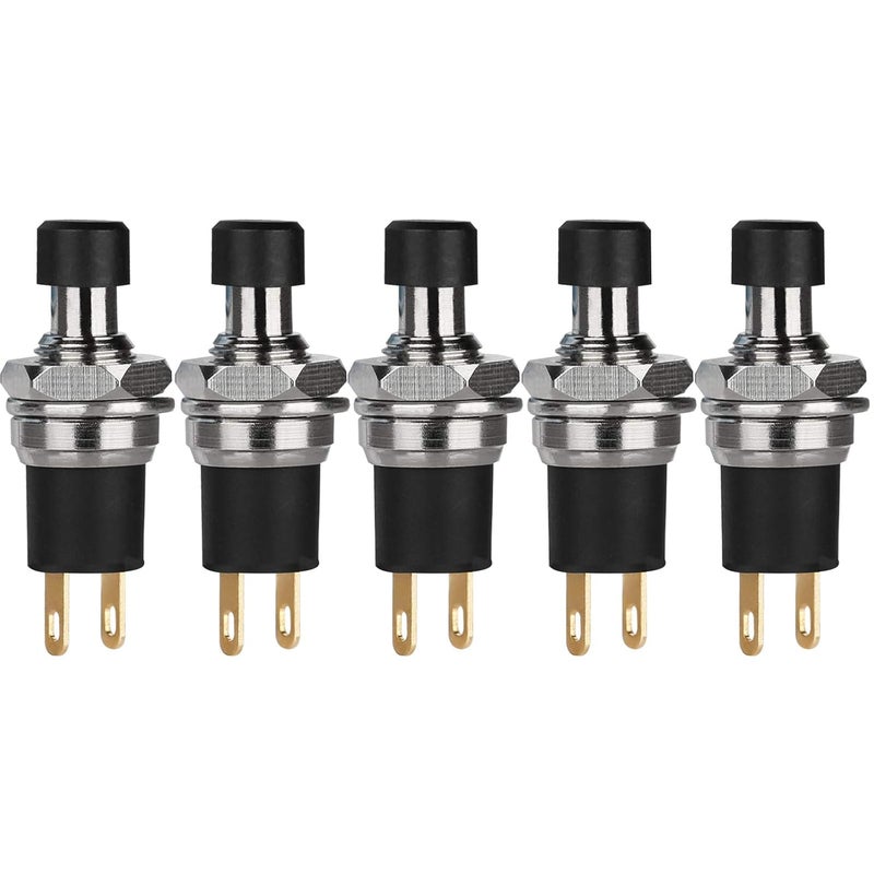 DIYhz 5Pcs Self-Locking SPST Latching Type Dash ON/Off Push Button Switch AC 250V/3A Black - Image 1