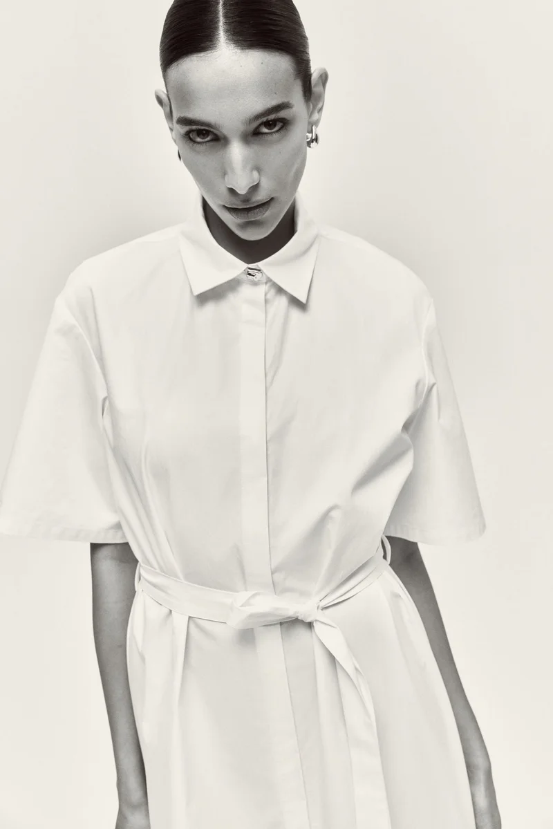 H&M Tie-belt twill shirt dress