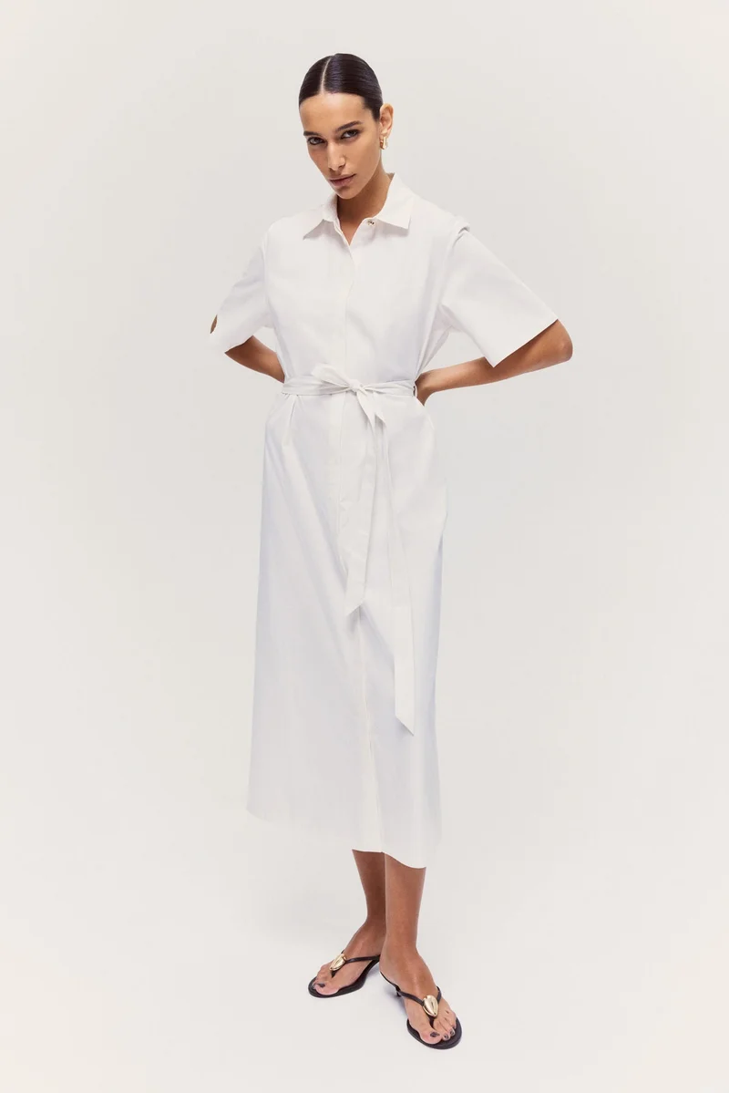 H&M Tie-belt twill shirt dress