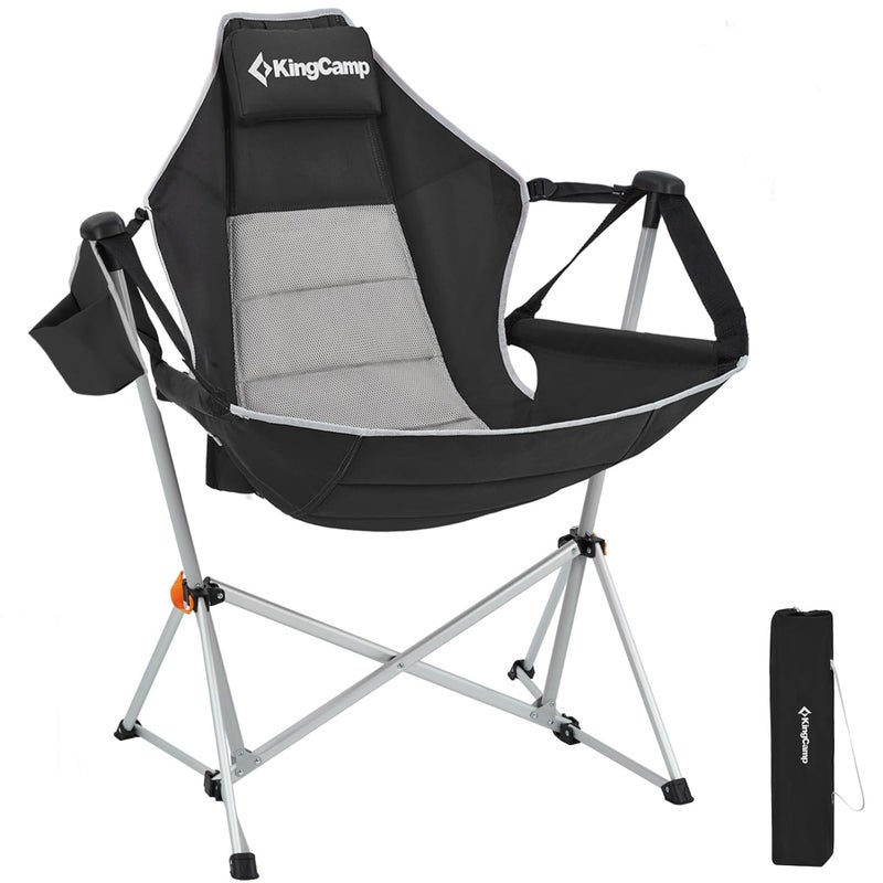 KingCamp Hammock Camping Chair Swinging Portable Folding Camp Chairs for Adults 400lbs Heavy Duty Foldable Oversized Rocker with Aluminum Alloy Frame Cup Holder Pillow for Outdoor Beach Patio Sport