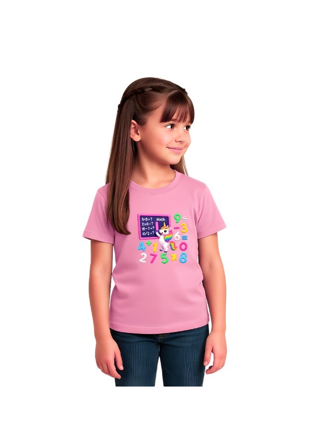 برينت شوب فور مي تيشيرت بناتي ليوم الرياضيات للأطفال | تيشيرت مطبوع عليه أرقام وكسور، تيشيرت بأكمام قصيرة مزين برموز رياضية ملونة - Image 3