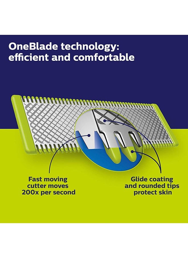 NIBEMINENT OneBlade Replaceable Blade QP220/50 Lime Green/Silver/Black  - Image 3