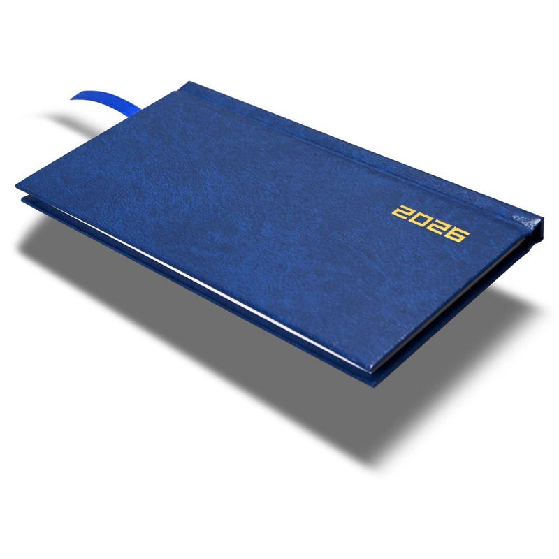 FIS مفكرة فايز 2026 نحيفة، حجم نحيف 170x90 مم، غلاف صلب من مواد الفينيل، أسبوع واحد في لمحة، تنسيق أفقي، ورق أبيض 60 جرام، غلاف أزرق - FSDI51E26BL - Image 1