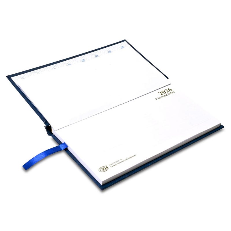 FIS مفكرة فايز 2026 نحيفة، حجم نحيف 170x90 مم، غلاف صلب من مواد الفينيل، أسبوع واحد في لمحة، تنسيق أفقي، ورق أبيض 60 جرام، غلاف أزرق - FSDI51E26BL - Image 3