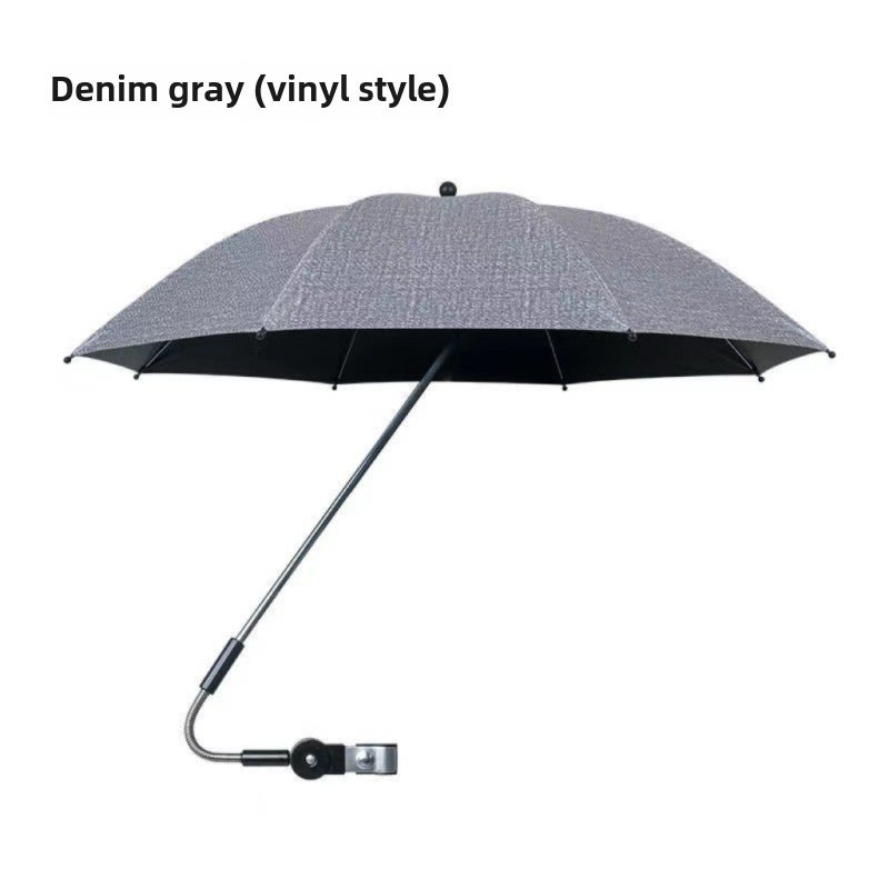 Generic Kids Stroller Umbrella Sunshade Clip-on Parasol Denim gray vinyl 