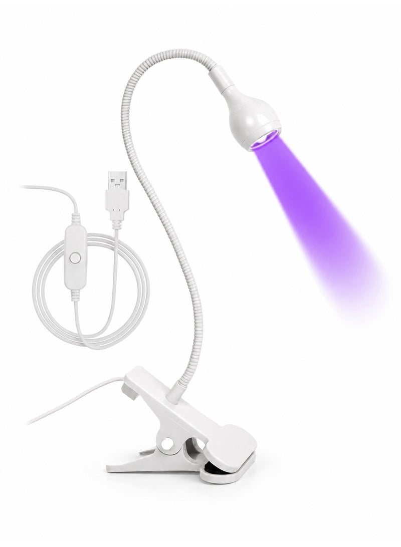 Gooseneck USB Clip Nail Lamp 395nm UV Curing Light 3W Nail Gel Dryer Purple Light for Nail Art Fluorescent Detection Money Check Phone Repair - Image 1