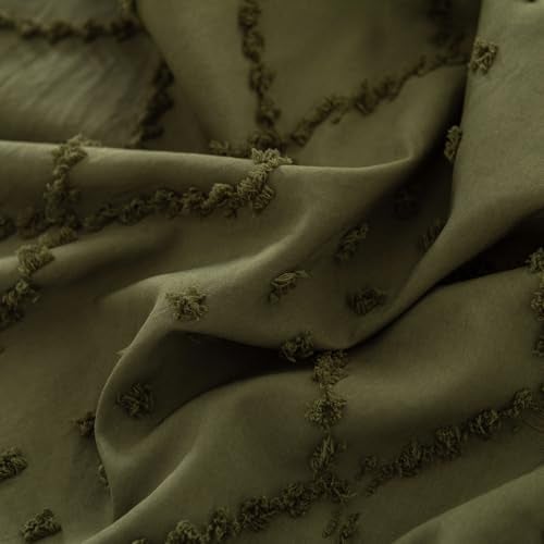 TSUTOMI Bed Skirt King Size Ruffled Bed Skirt with Split Corners, 18 Inch Drop Dust Ruffle Bed Skirts with Platform, Boho Tufted Shabby Chic King Size Bed Skirts, Olive Green - Image 4