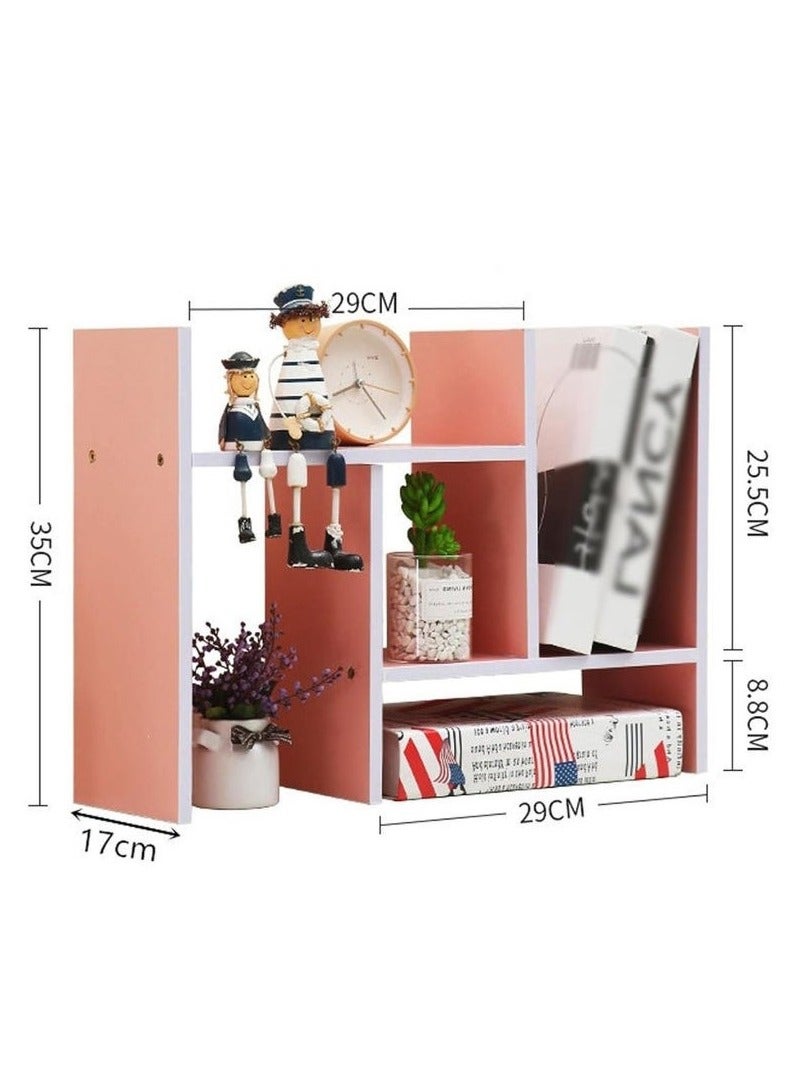 Arabest Adjustable Wooden Desktop Organizer Set - 3-in-1 Expandable Bookshelf & Display Rack with Storage Compartments, Space-Saving Office Desk Organizer (White)  - Image 4