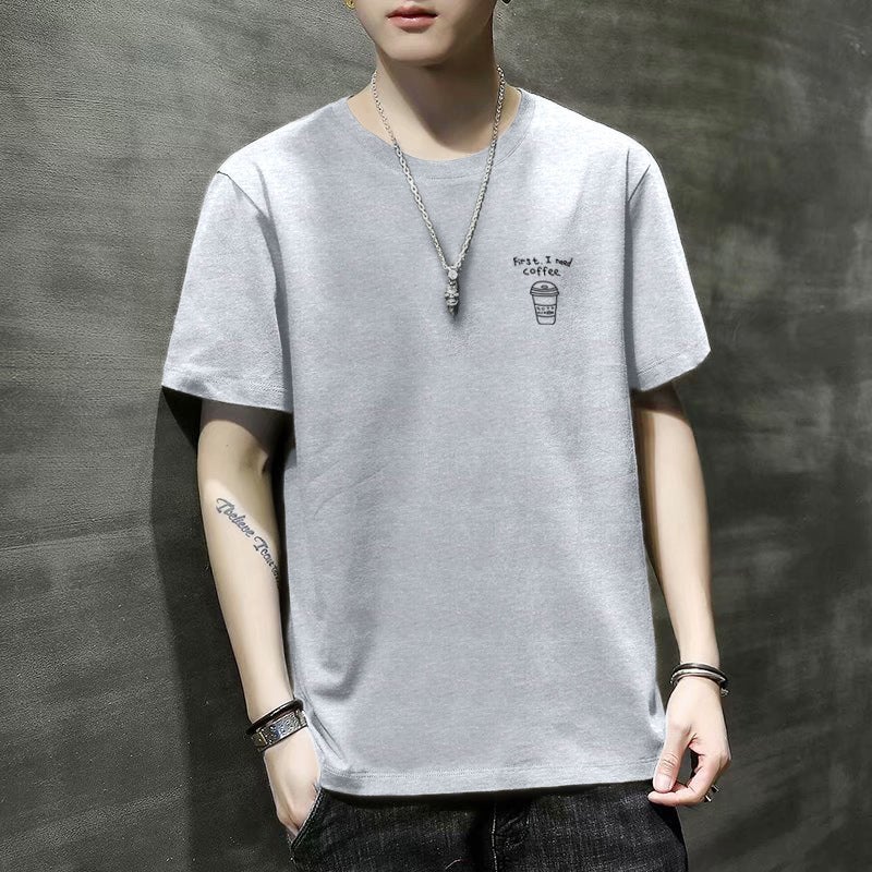 2023 New Men'S Short-Sleeved T-Shirt Summer Trendy Loose Base Shirt Short-Sleeved Men'S Slim-Fit Teenager Men - Image 1