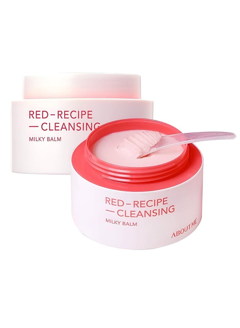 ABOUT ME ABOUT ME Red Recipe Super Cleansing Balm - Soft Melting Milk Texture Makeup Cleansing Balm with Red Flower Complex, Red Superfoods & Milk Extract (90ml/3.04oz) - Image 1