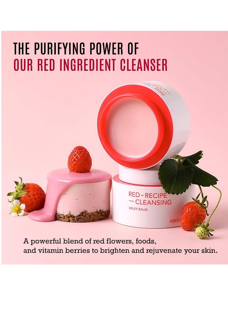 ABOUT ME ABOUT ME Red Recipe Super Cleansing Balm - Soft Melting Milk Texture Makeup Cleansing Balm with Red Flower Complex, Red Superfoods & Milk Extract (90ml/3.04oz) - Image 2