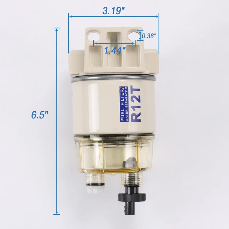 CARMOCAR Marine Fuel Water Separator/Diesel Fuel Filter/Water Separator for R12T MARINE SPIN-ON HOUSING 120AT NPT ZG1/4-19 Includes 2 fittings,2 plugs - Image 2