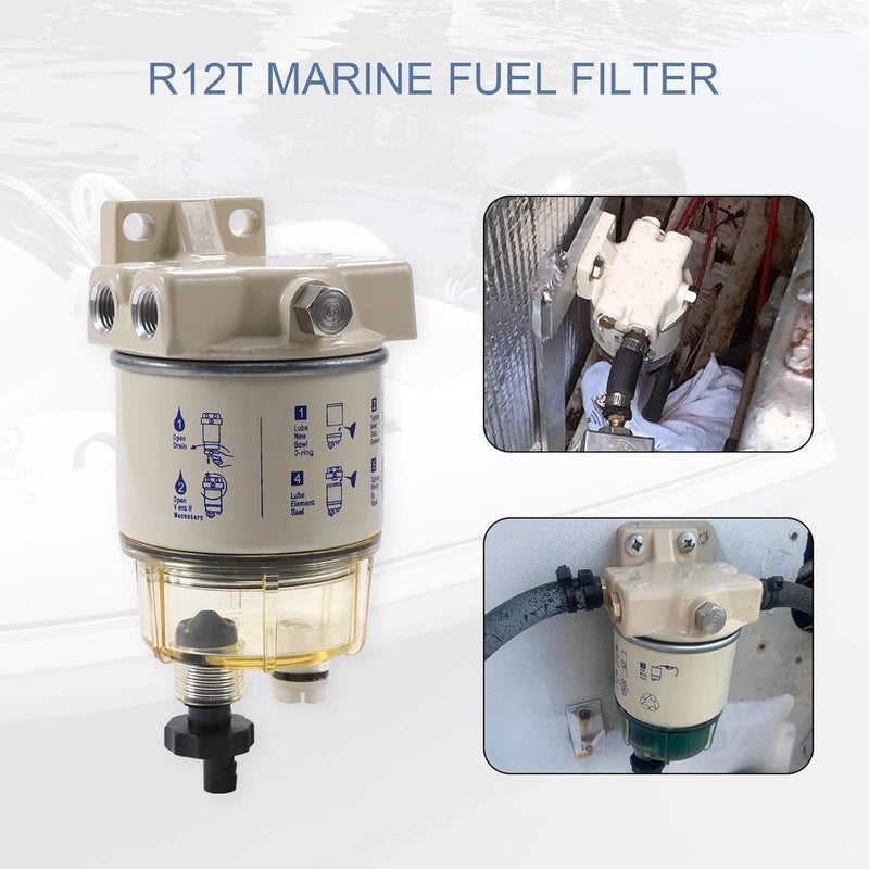 CARMOCAR Marine Fuel Water Separator/Diesel Fuel Filter/Water Separator for R12T MARINE SPIN-ON HOUSING 120AT NPT ZG1/4-19 Includes 2 fittings,2 plugs - Image 5