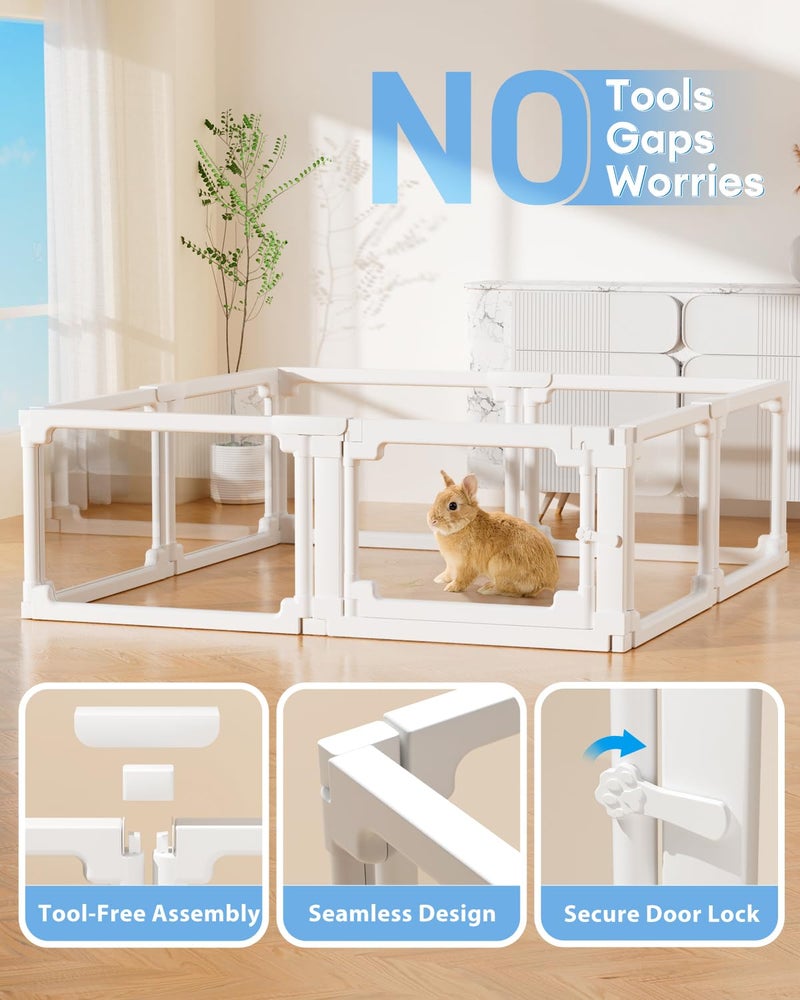 BUCATSTATE Acrylic Guinea Pig Cages 15.8"H, 7.8 sq ft Large Guinea Pig Playpen, Tool-Free Rabbit Cage Indoor, Small Animal Playpen with Door for Bunny, Piggies, Chicks (47"L x 24"W x 16"H, 6 Panels) - Image 4
