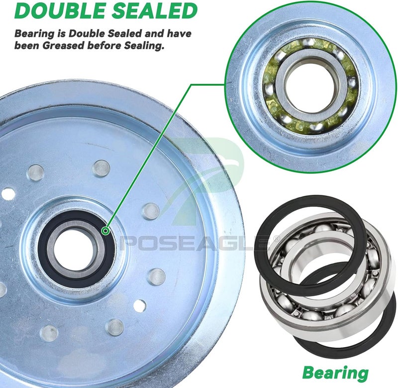 POSEAGLE 2 Pack GY20629 Idler Pulley Replaces GY20110 AUC17621 GY22082 756-05034A 756-05034 for D110 D130 D140 D150 D155 D170 E140 E180 L100 L110 L120 L130 LA105 LA115 LA130 LA145 LA150 Z225 Tractors - Image 5