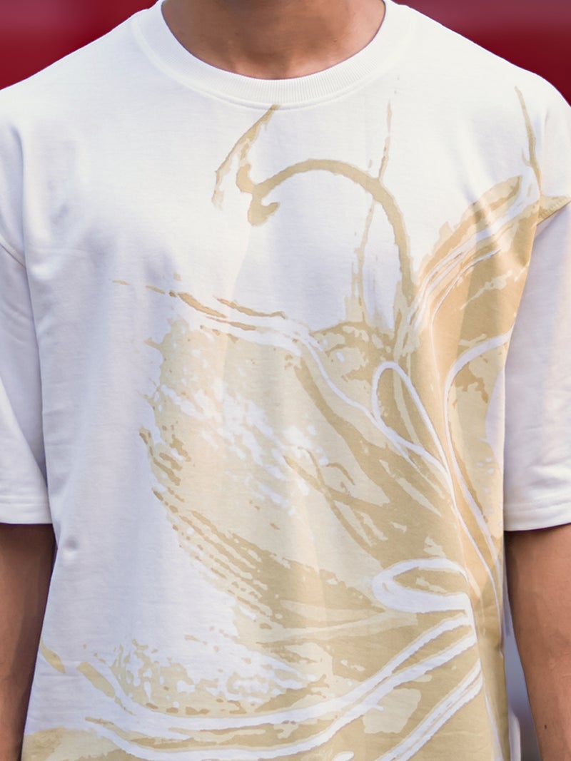 مانياك تيشيرت رجالي قطن أبيض وأخضر مطبوع بياقة دائرية وأكمام قصيرة - Image 5