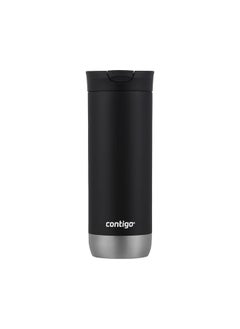 Contigo Huron Vacuum-Insulated Stainless Steel Travel Mug, 16oz Licorice - Leak-Proof Lid for Hot/Cold Beverages, Fits Most Cup Holdersand Brewers 