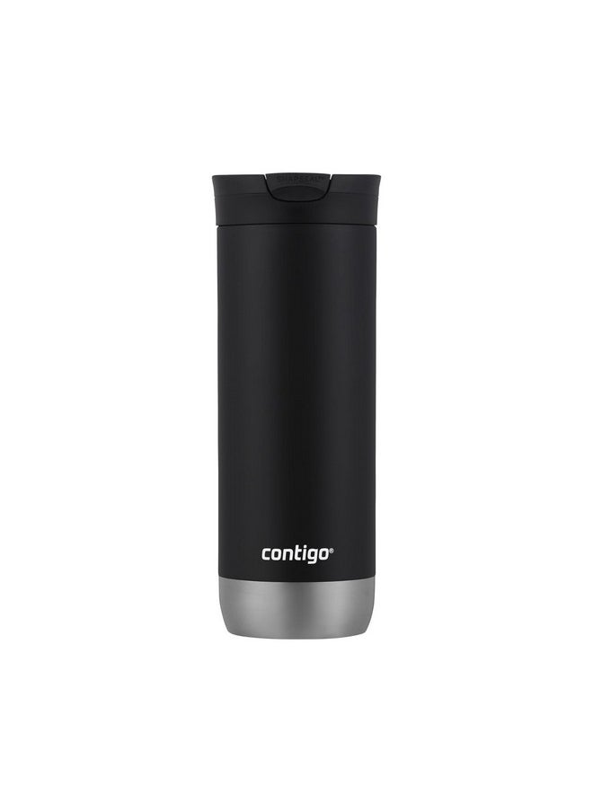 Contigo Huron Vacuum-Insulated Stainless Steel Travel Mug, 16oz Licorice - Leak-Proof Lid for Hot/Cold Beverages, Fits Most Cup Holdersand Brewers 