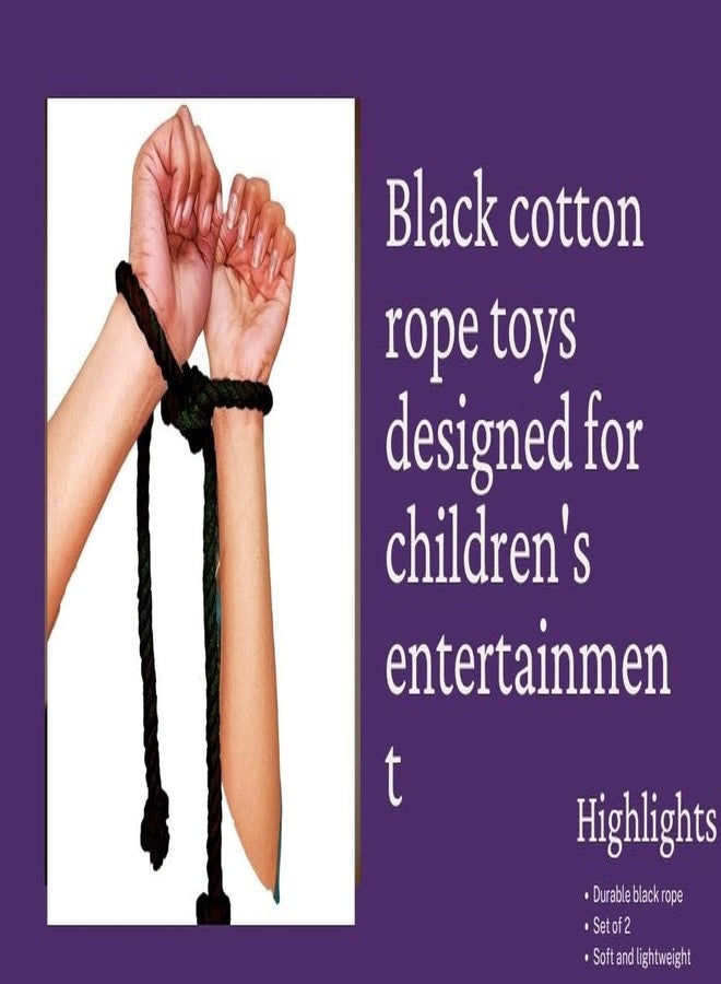 Esselkay Black Cotton Rope Handcuffs, Soft and Adjustable, for Roleplay and Theater Play, Kids Acting, Pack of 1 - Image 5