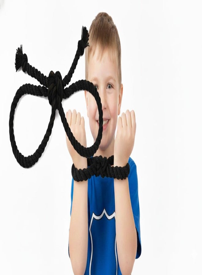 Esselkay Black Cotton Rope Handcuffs, Soft and Adjustable, for Roleplay and Theater Play, Kids Acting, Pack of 1 - Image 1