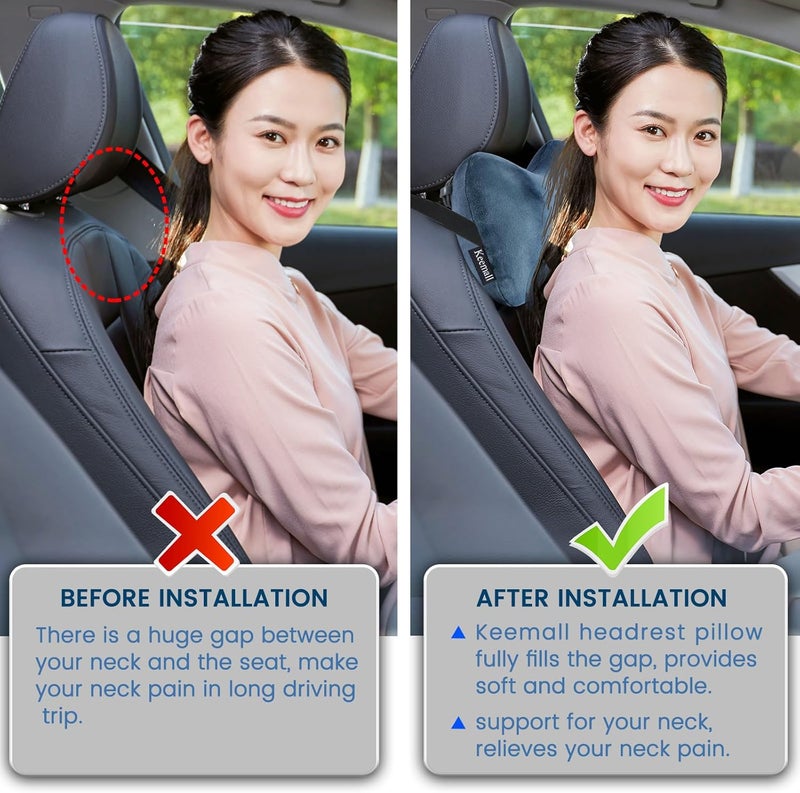Keemall وسادة رقبة قابلة للنفخ للسيارة من كيمال، وسادة رأس قابلة للنفخ للسيارة، وسادة سفر قابلة للنفخ للتخييم، دعم الرقبة لكرسي المكتب - قابلية ضبط النعومة - Image 4