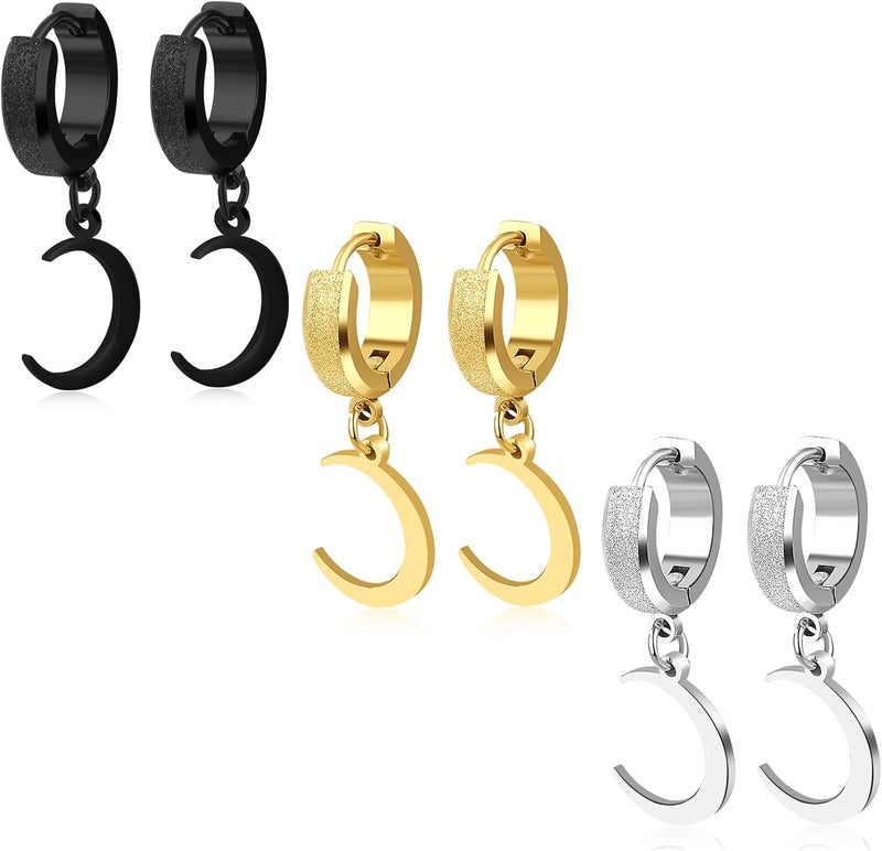TXPFF Store Men Women Stainless Steel Cross Earrings Set Dangle Hinged Earrings of Dangle Hinged Earrings Cross hoop Earrings - Image 1