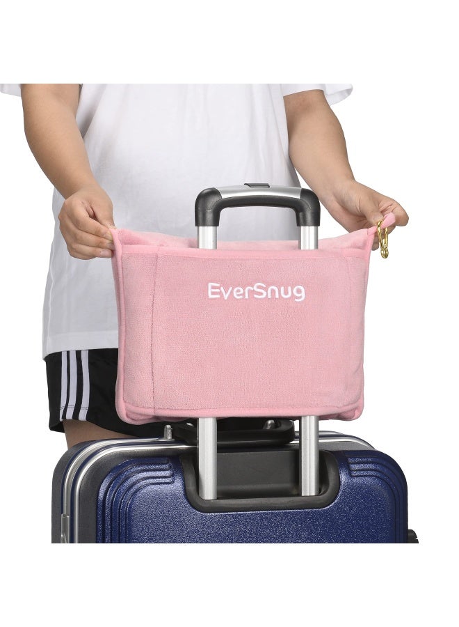 EverSnug EverSnug Travel Blanket and Pillow UltraSoft Compact Lightweight 65x40 Inches with Carry Case Luggage Sleeve Backpack Clip for Airplane Comfort Light Pink  - Image 4