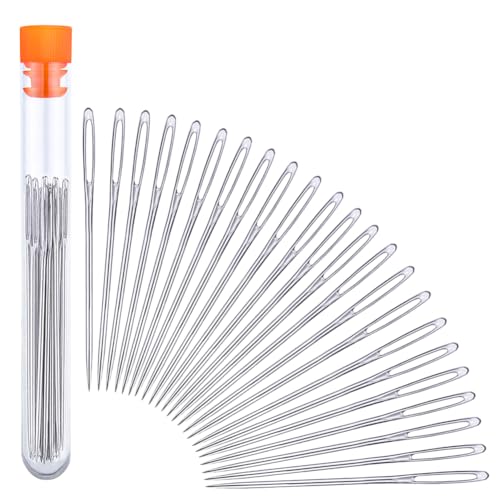 JNENERY Large Eye Sewing Needles, 2.05 inch Sewing Sharp Needles for Hand Sew, Leather Embroidery Thread Needle for Crafts, Repair with a 3.3-inch Plastic Bottle(23 PCS) - Image 1