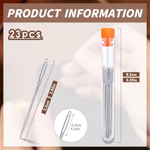 JNENERY Large Eye Sewing Needles, 2.05 inch Sewing Sharp Needles for Hand Sew, Leather Embroidery Thread Needle for Crafts, Repair with a 3.3-inch Plastic Bottle(23 PCS) - Image 2