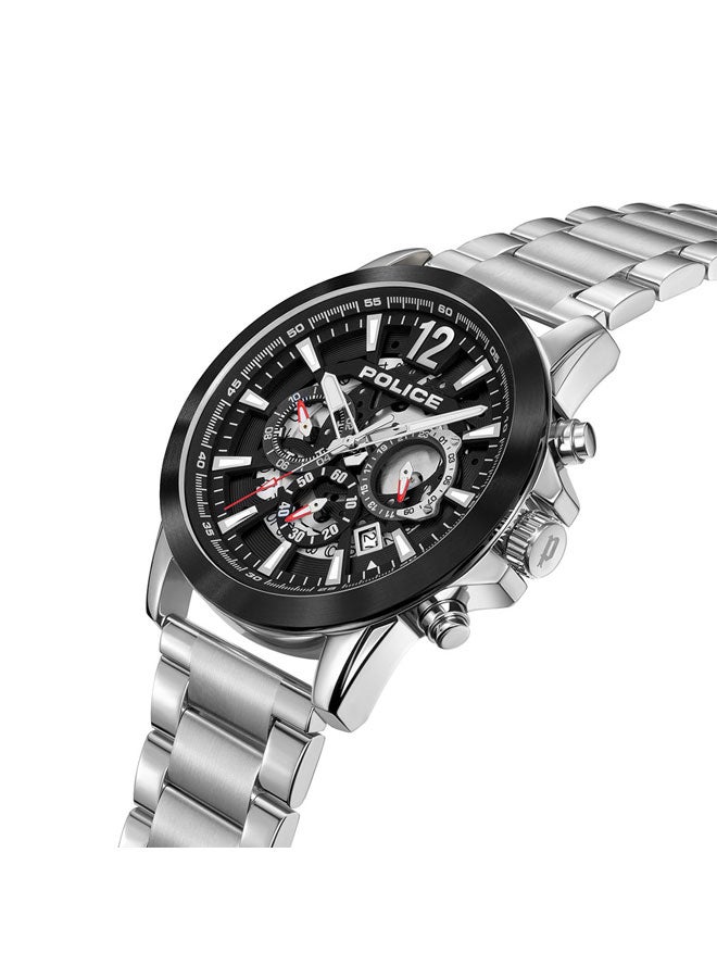 POLICE Men Vertigo Black Dial Silver Stainless Steel Bracelet Multifunction Watch - 47mm - Image 2