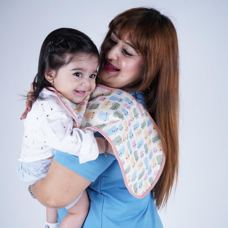 HAPPY MATTY Absorbent Fast Dry and Washable Set of 3 Baby Burp Sheets Multicolour 0-3 Years Watermelon Snail Cat Size Large (56cm x 24cm) - Image 2