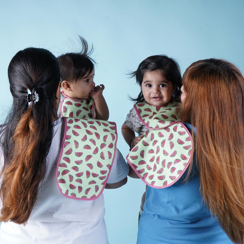 HAPPY MATTY Absorbent Fast Dry and Washable Set of 3 Baby Burp Sheets Multicolour 0-3 Years Watermelon Snail Cat Size Large (56cm x 24cm) - Image 3