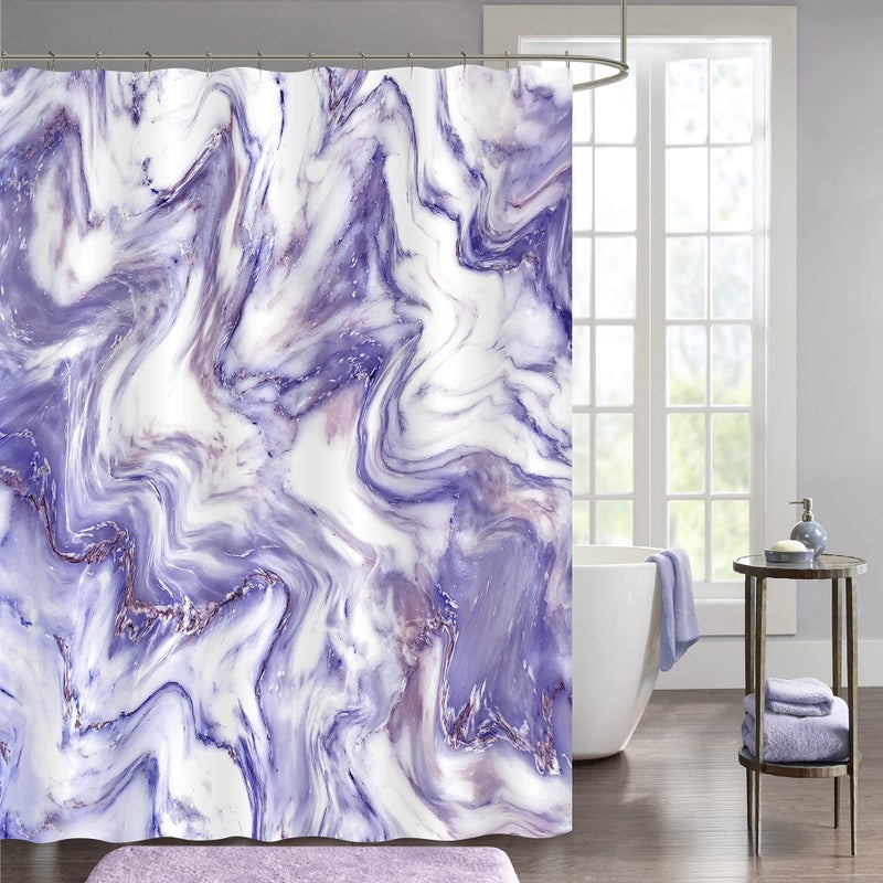 MitoVilla Purple Marble Shower Curtain Set Lavender Abstract Modern Shower Curtain for Bathroom Decor Luxury Standard Shower Curtain for Bathtub Washable Fabric Shower Curtain 72 x 72