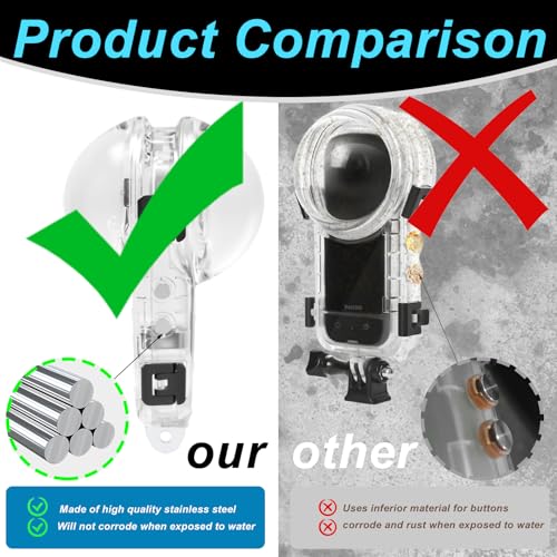 Sruim Insta 360 X5 Invisible Dive Case, Waterproof Up to 60m (197ft) Splash Prevention Housing, Underwater Dive Protective Shell for Insta360 X5 with Bracket Accessories - Image 5