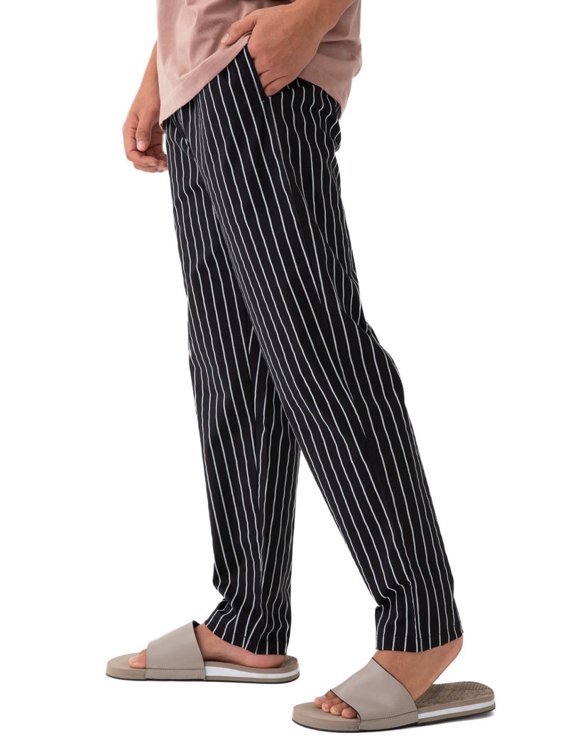DAMENSCH Men Stretch Pyjama Pants - Snooze Black,Siesta Stripes - Medium - Image 4